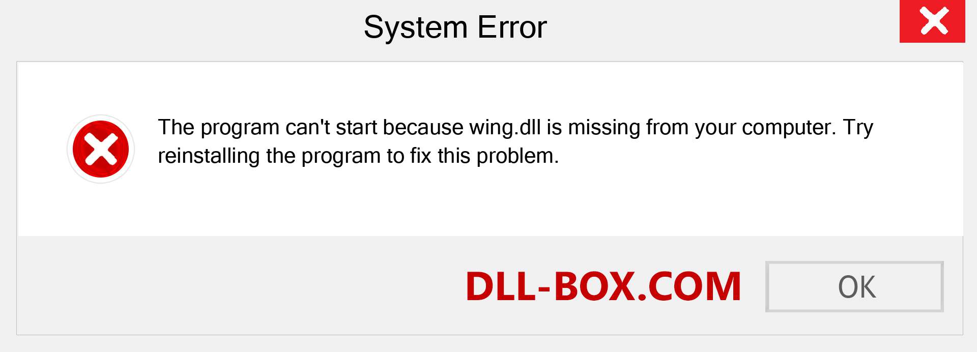  wing.dll file is missing?. Download for Windows 7, 8, 10 - Fix  wing dll Missing Error on Windows, photos, images