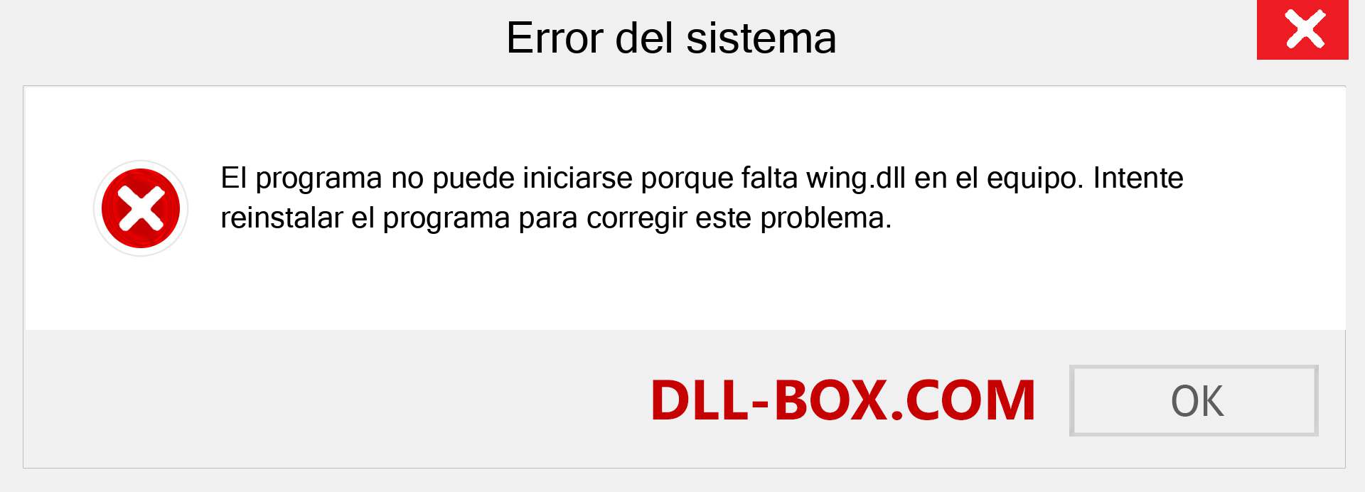 ¿Falta el archivo wing.dll ?. Descargar para Windows 7, 8, 10 - Corregir wing dll Missing Error en Windows, fotos, imágenes